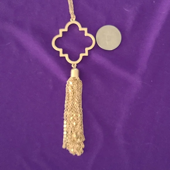 Long Necklace Clover Pendant Earring Set Gold   Jewelry Accessories Brand New - Picture 4 of 4